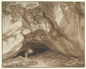 Paisagem rochosa com caçadores de Johann Christian Reinhart