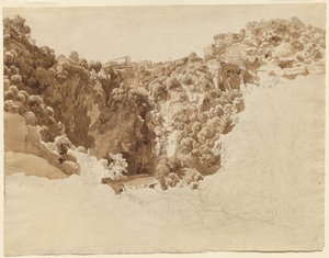 Tivoli e o Templo da Sibila acima do Aniene Gorge de Johann Christian Reinhart