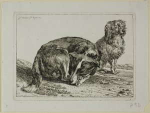 Dois cães descansando, de Die Zweite Thierfolge de Johann Christian Reinhart