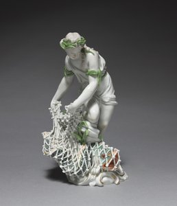 Fisherwoman, fabricante Ludwigsburg Porcelain Factory, Alemanha, c.1765 (porcelana com esmalte e decoração dourada) de Johann Christian Wilhelm Beyer