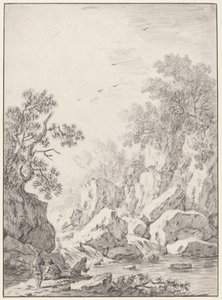 A Waterfall by Rock Cliffs, 1750s.