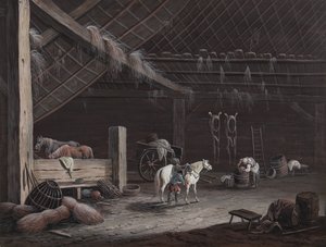 O cavalo branco: interior do celeiro