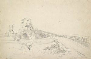 A Ponte Salario perto de Roma, 1821 (grafite em papel branco)