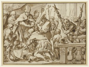 Coroação de Otão o Grande na Igreja de Santo Ambrósio, Milão de Johann Christoph Storer