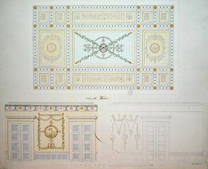 Desenhos Decorativos para o Interior do Palácio Beberbeck, de Israel Schwalm (caneta e aquarela sobre papel) de Johann Conrad (after) Bromeis