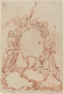 Cartouche rococó com figuras alegóricas de Johann Daniel Herz the Elder