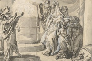Uma Antiga Cena Sacrificial, verso: Sketch of a Group of People, 1779 .