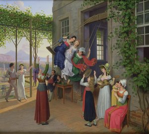 Jovens jogando em um balanço em um jardim perto de Nápoles, 1823