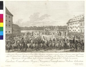 Coroação do imperador Leopoldo II ao rei da Hungria em Bratislava, em 15 de novembro de 1790 (gravura em cobre)