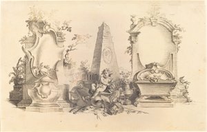 Cartouche Moderne com Emblemas da Morte de Johann Esaias Nilson