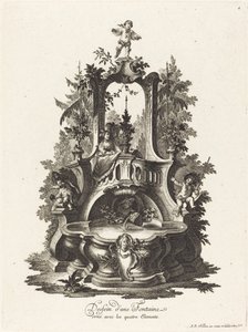 Projeto para uma fonte decorada com os quatro elementos de Johann Esaias Nilson