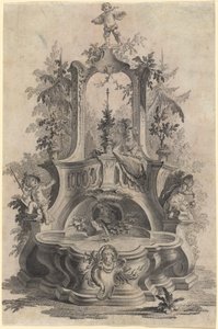 Fonte rococó com amantes e os quatro elementos