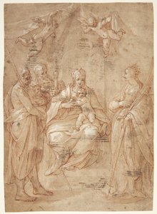Madonna com o bebê ao lado dela de Johann Freyberger