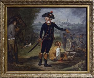 Oficial de artilharia no cerco de uma cidade, c.1795 (óleo sobre tela) de Johann Friedrich (after) Dryander