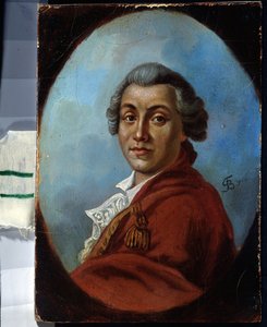 Retrato do poeta Alexander Sumarokov (1717-1777) (Retrato do poeta Alexander Sumarokov). Peinture de Johann Friedrich August Tischbein (1750-1812). Óleo sobre tela de Johann Friedrich August Tischbein