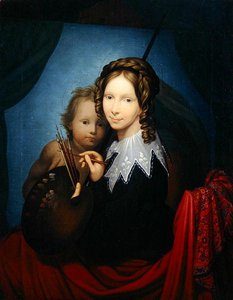 Heir-Princess Auguste, copiando a Madona Sistina (óleo sobre tela)