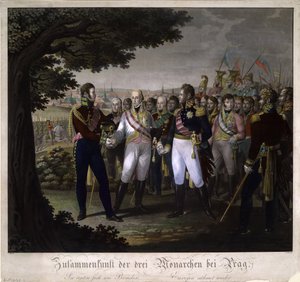 O encontro entre os imperadores Francisco I da Áustria, Alexandre I da Rússia e Frederico Guilherme III o