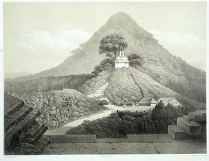 Vista pitoresca no templo da Cruz, Palenque, placa 20 de &39;antigos monumentos do México&39;, gravada por Hubert Clerget (1818-1899) 1866