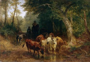 Retorno do rebanho bovino no outono de Johann Friedrich Voltz
