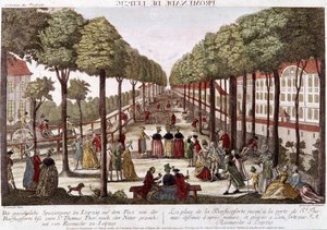 O passeio de Leipzig no final do século XVIII. gravada por Rosmesler & Bergmuller.