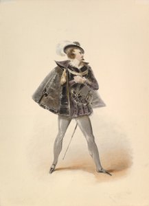 Estudo de figurino para Belmonte no Rapto do Serralho de W.A. Mozart, ca. 1830-50. de Johann Georg Christoph Fries