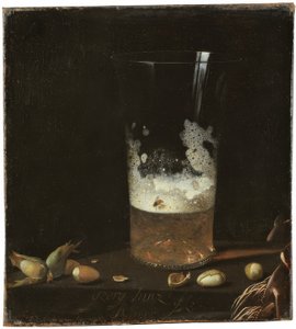 Natureza morta com copo de cerveja e nozes de Johann Georg Hainz