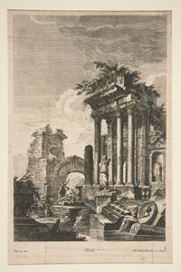 Capriccio com ruínas romanas de Johann Georg Hertel