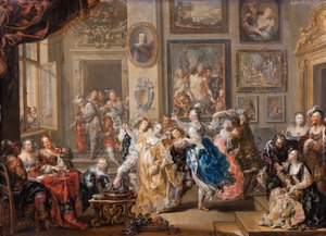 Cena de dança com o interior do palácio de Johann Georg Platzer