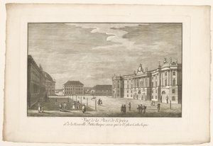 Vista da Bebelplatz em Berlim com a Alte Bibliothek e o Palácio Antigo e Sint-Hedwigskathedraal Vista da Place de l