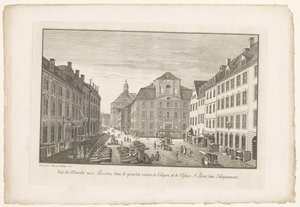 Gezicht op een vismarkt in Keulen met de Sint-Petruskerk
Vista do Mercado do Peixe na parte antiga de Colónia e da Igreja de S. Pedro à distância (título sobre o objecto)