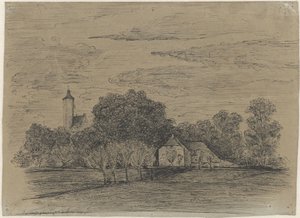 Paisagem com casa de campo e torre de Johann Georg Schwartze (possibly)
