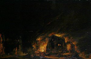 Fogo, c.1760 (óleo sobre madeira) de Johann Georg Trautmann