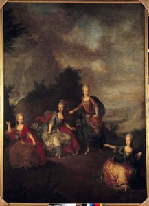 Representação da ópera italiana "Parnasso Confuso" de Christoph Willibald Gluck por ocasião do casamento de José II com Marie Josephine Antoinette de Baviere, no castelo de Schonbrunn (Schoenbrunn), em 24/01/1765 pelo arquiduque de Johann Georg Weikert