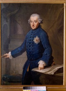 Retrato de Frederic II da Prússia (1712-1786) O Rei da Prússia Frederic II da Prússia chamado Frederic, o Grande, era um déspota iluminador portador dos ideais do Século da Luz. Pintura de Johan Ziesenis (1716-1776). 1769. Frankfurt. Musical Histórico