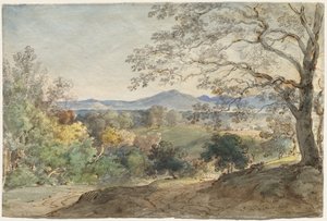 Uma vista através do Inn Valley para os Alpes e Neubeuern, c. 1790.
