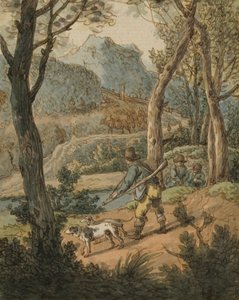 Caçador com dois cães de Johann Georg von Dillis