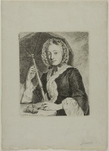Mulher com um guarda-sol (Sra. Friedrich Christian Glume, cunhada do artista) de Johann Gottlieb Glume