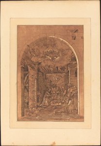 A adoração dos pastores de Johann Gottlieb Prestel after a 16th Century German Artist