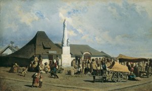 Praça do mercado em Szolnok de Johann Gualbert Raffalt