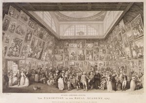 Vista interior da Somerset House mostrando uma exposição da Royal Academy of Arts em 1787 de Johann Heinrich Ramberg