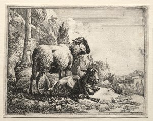 Cabra com Bell, 1665. de Johann Heinrich Roos