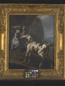 Indian Taming A Horse (óleo sobre tela) de Johann Heinrich Roos