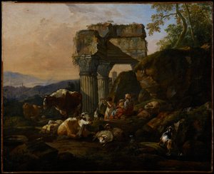 Paisagem romana com gado e pastores, 1676