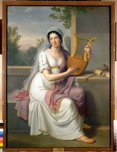 Retrato da cantora espanhola Isabelle Colbran (1785-1845) segurando uma lira Pintura de Johan Heinrich Schmidt (1749-1829) 1817 Milão, museo del Teatro alla scala