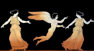 Eros perseguindo duas mulheres c.1796 (Gravação em Placa de Cobre) de Johann Heinrich Wilhelm Tischbein