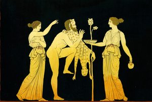 Dois maenads oferecem vinho a Dionysos c.1796 de Johann Heinrich Wilhelm Tischbein