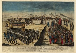 Rendição da fortaleza Khotyn em 29 de setembro de 1788, 1788. de Johann Hieronymus Loeschenkohl