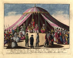 A deposição do Paxá de Khotyn pelo príncipe Josias de Saxe-Coburg e General..., setembro de 1788. de Johann Hieronymus Loeschenkohl