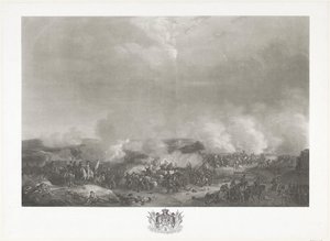 Príncipe de Orange na Batalha de Quatre-Bras, 1815 Doze placas da chegada e inauguração de William I em Bruxelas e as batalhas em Quatre-Bras e Waterloo em 1815 (título da série) de Johann Hürlimann