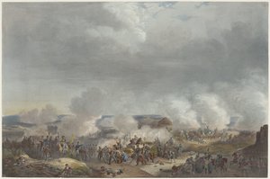 Príncipe de Orange na Batalha de Quatre-Bras, 1815 Doze placas da chegada e inauguração de William I em Bruxelas e as batalhas em Quatre-Bras e Waterloo em 1815 (título da série) de Johann Hürlimann